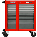 Proto® 550S 34" Roller Cabinet with Removable Lock Bar- 8 Drawer- Safety Red & Gray - Americas Tooling