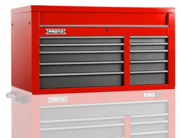 Proto® 550S 50" Top Chest - 10 Drawer, Safety Red and Gray - Americas Tooling