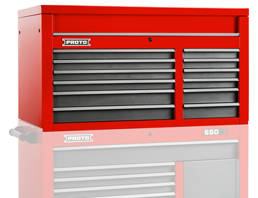 Proto® 550S 50" Top Chest - 12 Drawer, Safety Red and Gray - Americas Tooling