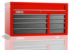 Proto® 550S 50" Top Chest - 8 Drawer, Safety Red and Gray - Americas Tooling