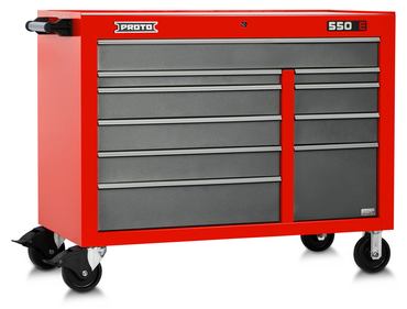 Proto® 550E 50" Power Workstation - 10 Drawer, Safety Red and Gray - Americas Tooling