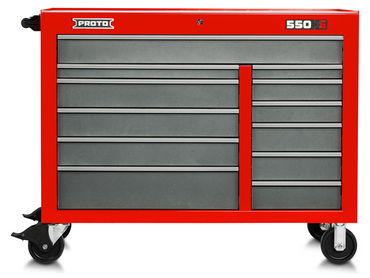 Proto® 550S 50" Workstation - 12 Drawer, Safety Red and Gray - Americas Tooling