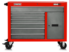 Proto® 550S 50" Workstation - 7 Drawer & 1 Shelf, Safety Red and Gray - Americas Tooling