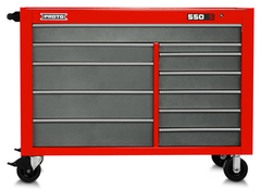 Proto® 550S 57" Workstation - 11 Drawer, Safety Red and Gray - Americas Tooling