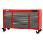 Proto® 550E 67" Front Facing Power Workstation w/ USB - 18 Drawer, Safety Red and Gray - Americas Tooling