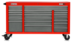 Proto® 550S 67" Workstation - 20 Drawer, Safety Red and Gray - Americas Tooling