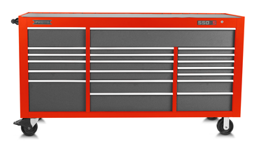 Proto® 550S 78" Workstation - 20 Drawer, Safety Red and Gray - Americas Tooling