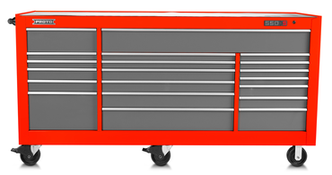 Proto® 550S 88" Workstation - 18 Drawer, Safety Red and Gray - Americas Tooling