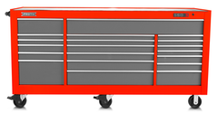 Proto® 550E 88" Power Workstation - 18 Drawer, Safety Red and Gray - Americas Tooling