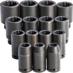 Proto® 3/4" Drive 15 Piece Deep Metric Impact Socket Set - 12 Point - Americas Tooling