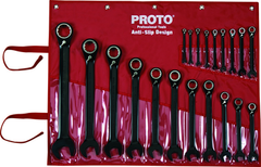 Proto® 20 Piece Black Chrome Reversible Combination Ratcheting Wrench Set - Spline - Americas Tooling