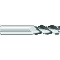 1/2 x 1/2 x 1-1/4 x 3 OAL Square 3 Flute Carbide End Mill for Aluminum - Round Shank- Uncoated - Americas Tooling