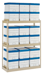 42 x 16.94 x 60" - 3 Level Records Storage Rack (Tan) - Americas Tooling