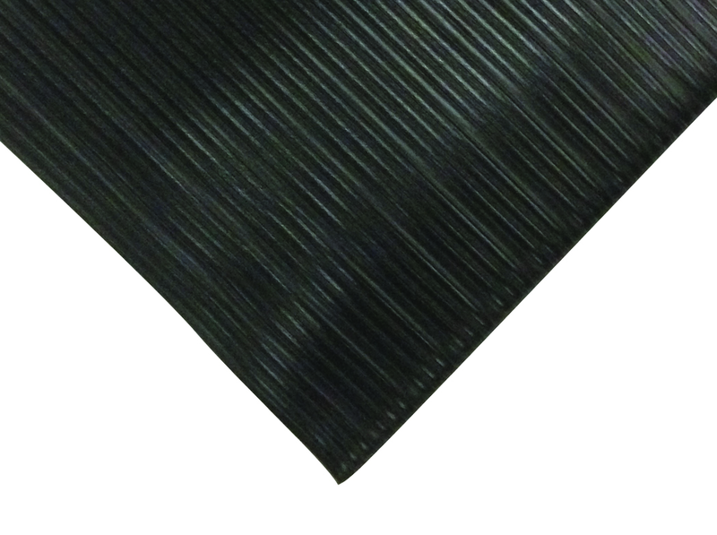 3' x 60' x 3/8" Thick Soft Comfort Mat - Black Standard Ribbed - Americas Tooling