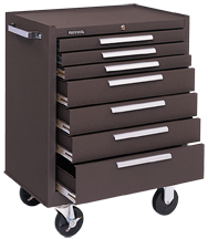 7-Drawer Roller Cabinet w/ball bearing Dwr slides - 35'' x 18'' x 27'' Brown - Americas Tooling