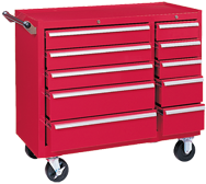 310X 10-Drawer Maintenance Cart - 35'' x 18'' x 39.38'' Red - Americas Tooling