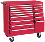 315X 15-Drawer Maintenance Cart - 35'' x 18'' x 39.38'' Red - Americas Tooling