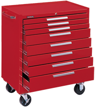 8-Drawer Roller Cabinet w/ball bearing Dwr slides - 40'' x 20'' x 34'' Red - Americas Tooling