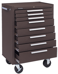 8-Drawer Roller Cabinet w/ball bearing Dwr slides - 39'' x 18'' x 27'' Brown - Americas Tooling