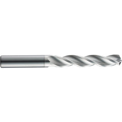 1/4″ Dia. × 8 mm Shank × 34 mm Flute Length × 79 mm OAL, 3xD, 124°, TB, 3 Flute, External, Round Solid Carbide Drill - Exact Industrial Supply