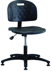 Polyurethane Stool - Standard Glides, Casters Optional, Pneumatic Hht Adj, Contoured Waterfall Seat, Adj Contoured Backrest, Black Reinforced ABS Base, Desk Hgt 16.5"-21.5" - Americas Tooling