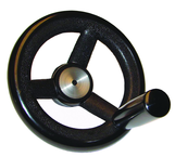 Nylon Handwheels with Handle - 6.3'' Wheel Diameter, 1.38'' Hub Diameter, 3.15'' Handle Length - Americas Tooling