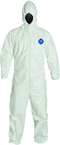 Tyvek® White Zip Up Coveralls w/ Attached Hood & Elastic Wrists - Large (case of 25) - Americas Tooling