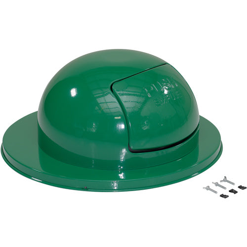 Green Steel Waste Disposal Top For Drum - Exact Industrial Supply