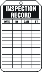 Inspection Record Tag, Inspection Record, 25/Pk, Plastic - Americas Tooling