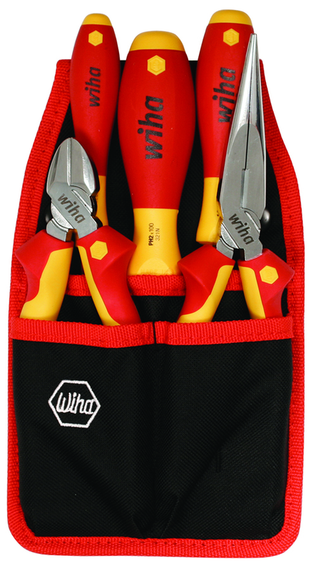 5 Piece - Insulated Belt Pack Pouch Set with 6.3" Diagonal Cutters; 8" Long Nose Pliers; Slotted 3.0; 4.5 and Phillips # 2 Screwdrivers in Belt Pack Pouch - Americas Tooling