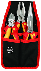 3 Piece - Insulated Belt Pack Pouch Set with 6.3" Diagonal Cutters; 8" Long Nose Pliers; 8" Combination Pliers in Belt Pack Pouch - Americas Tooling