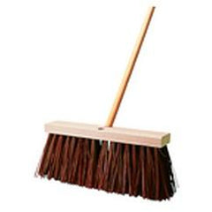 Street Broom, Hardwood Block, Palmyra Fill - Wide flared ends - Tapered handle holes - Americas Tooling