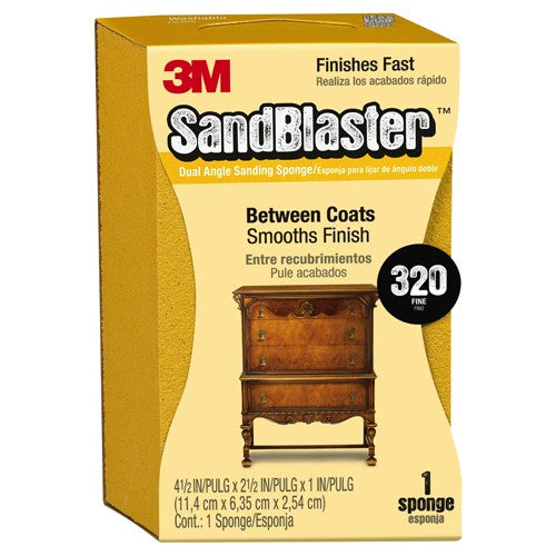 3M SandBlaster EDGE DETAILING Sanding Sponge 9566 320 grit 4 1/2″ × 2 1/2 × 1″ - Americas Tooling