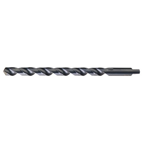 29/64 RHS / RHC HSS 118 Degree Notched Point Heavy Duty Taper Length with Automotive Tanged Shank Drill - Steam Oxide - Exact Industrial Supply