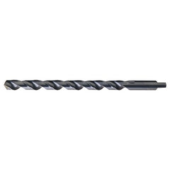 15/32 RHS / RHC HSS 118 Degree Notched Point Heavy Duty Taper Length with Automotive Tanged Shank Drill - Steam Oxide - Exact Industrial Supply