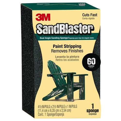 3M SandBlaster EDGE DETAILING Sanding Sponge 9558 60 grit 4 1/2″ × 2 1/2 × 1″ - Americas Tooling