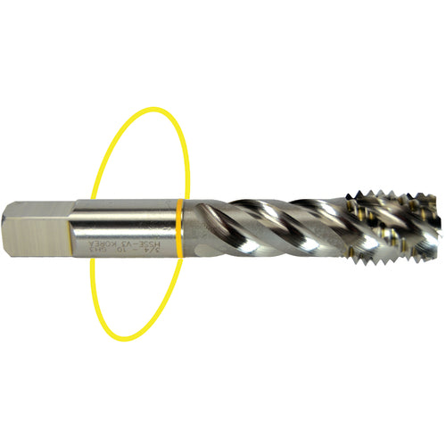 ‎3/8-24 Dia-H3-3 FL-Std Spiral Point Tap - Yellow Ring - Americas Tooling