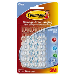 Command Clear Decorating Clips w/Clear Strips 17026CLR-CS - Exact Industrial Supply