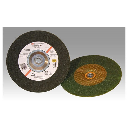 3M Green Corps Depressed Center Grinding Wheel T27 9″ × 1/4″ × 7/8″ 24 Grit - Americas Tooling