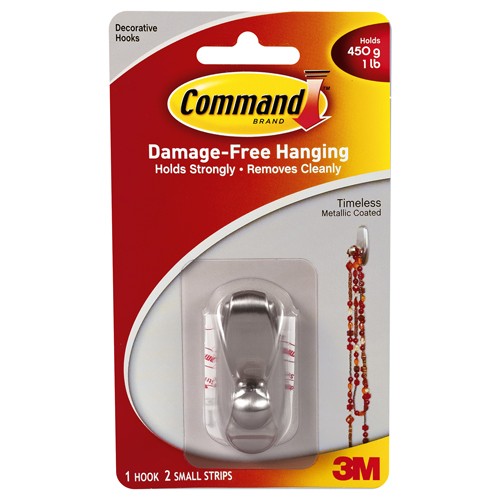 Command Timeless Hook 17062BN-ES Small Brushed Nickel - Exact Industrial Supply