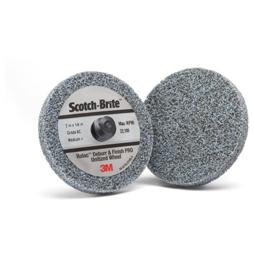 Scotch-Brite Roloc Deburr and Finish PRO Unitized Wheel TR 2″ × 1/4″ x NH 6C MED+ - Americas Tooling