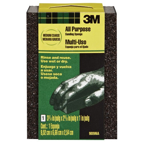 3M Sanding Sponge 909-ESF Dual Grit Block 3 3/4″ × 2 5/8″ × 1″ (9 52 cm × 6 66 cm × 2 54 cm) Medium/Coarse - Americas Tooling