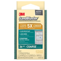 ‎3M SandBlaster Advanced Sanding Sanding Sponge 20909-36 36 grit 3-3/4″ × 2-1/2 × 1″ - Americas Tooling